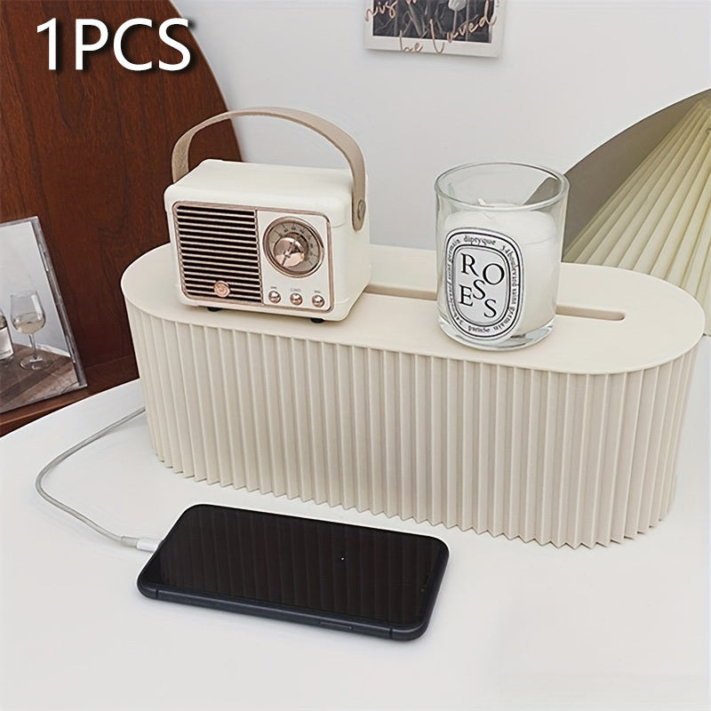 Cable Organizer With Lid For Office, Large Capacity Cable Organizer, Space Saving Desktop Outlet Cable Management Box For Home Office Living Room - Superb For Home Storage And Organization
