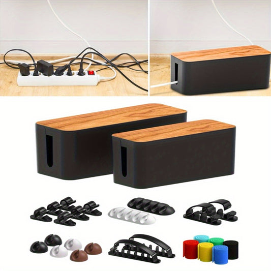 21 Pieces Cord Management Set 21 Pieces Safe ABS Material Cord Management, Cord Organizer Box and Cable Clips Set, for Home Office Power Strip To Hide Wires