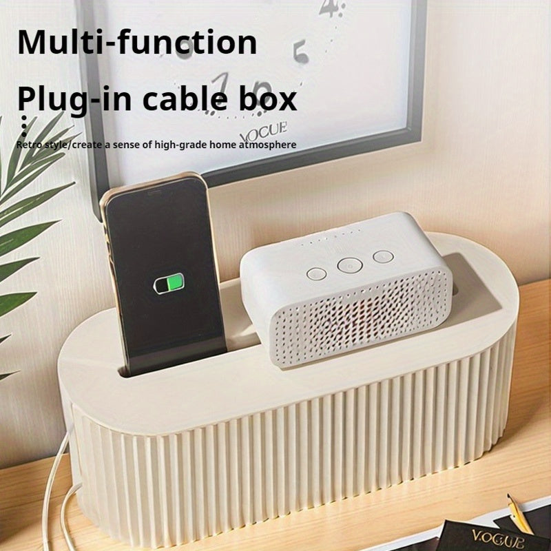 Cable Organizer With Lid For Office, Large Capacity Cable Organizer, Space Saving Desktop Outlet Cable Management Box For Home Office Living Room - Superb For Home Storage And Organization