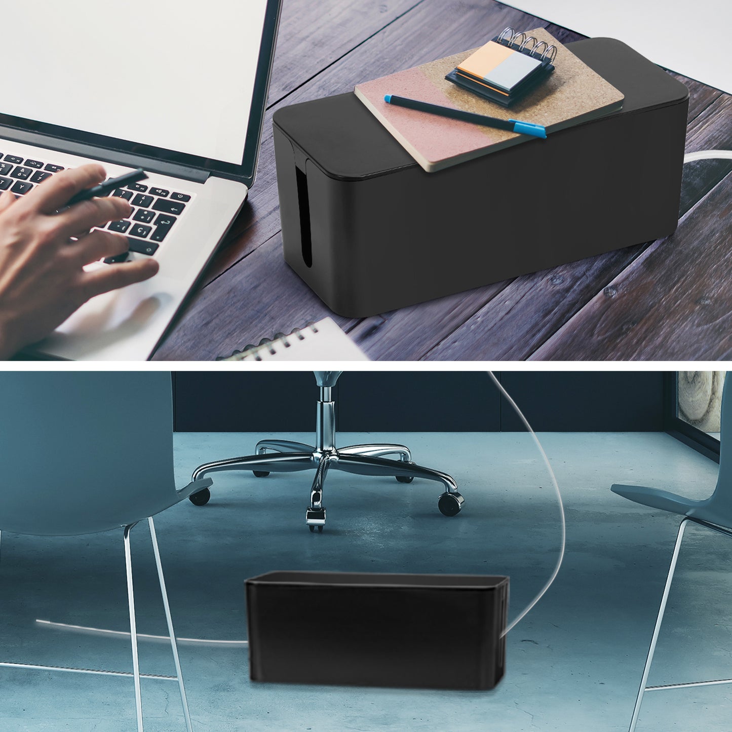 3-Pcs Cable Management Box Power Strip Storage and Organization Plastic Wire Desktop Storage Box for Cords Power Strips