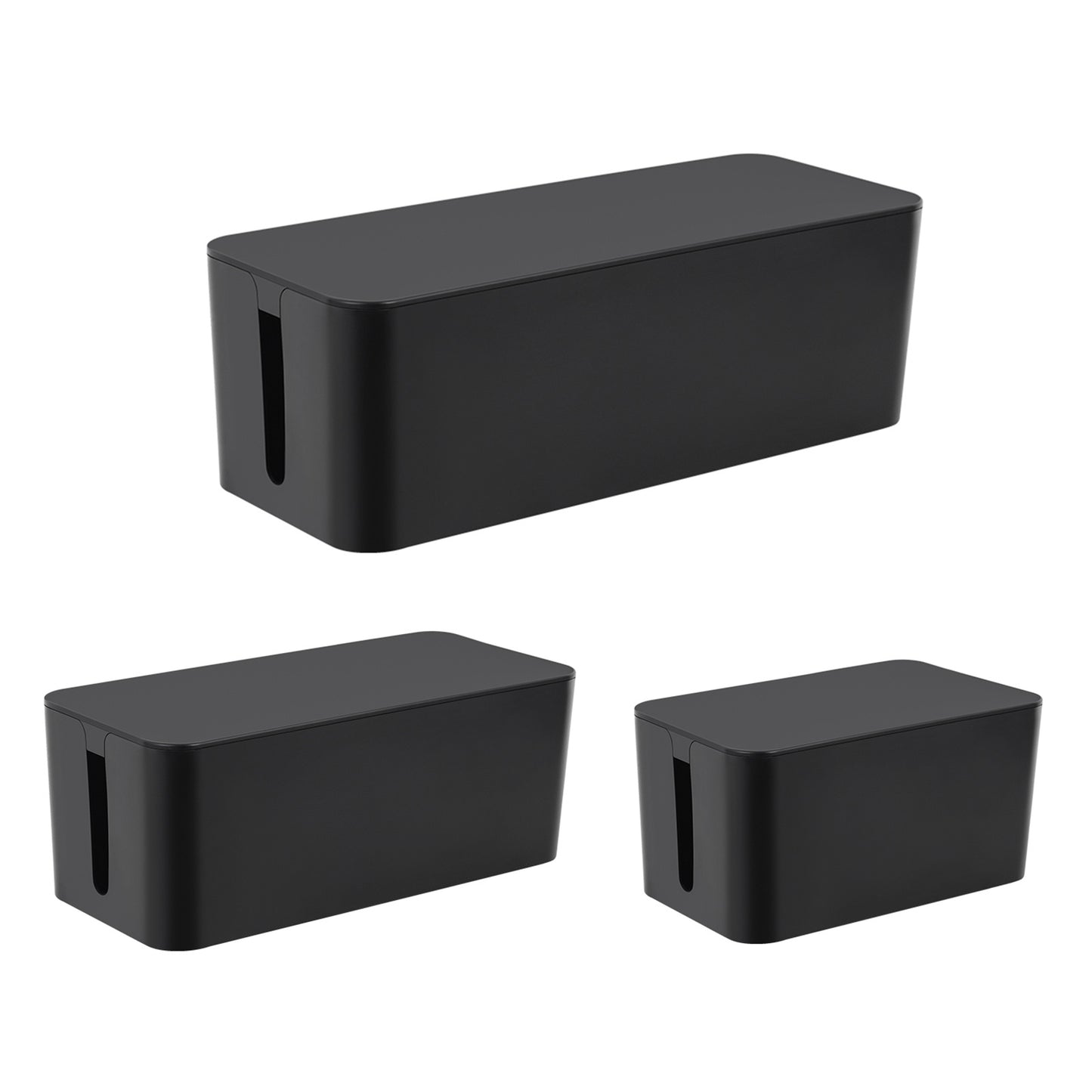3-Pcs Cable Management Box Power Strip Storage and Organization Plastic Wire Desktop Storage Box for Cords Power Strips