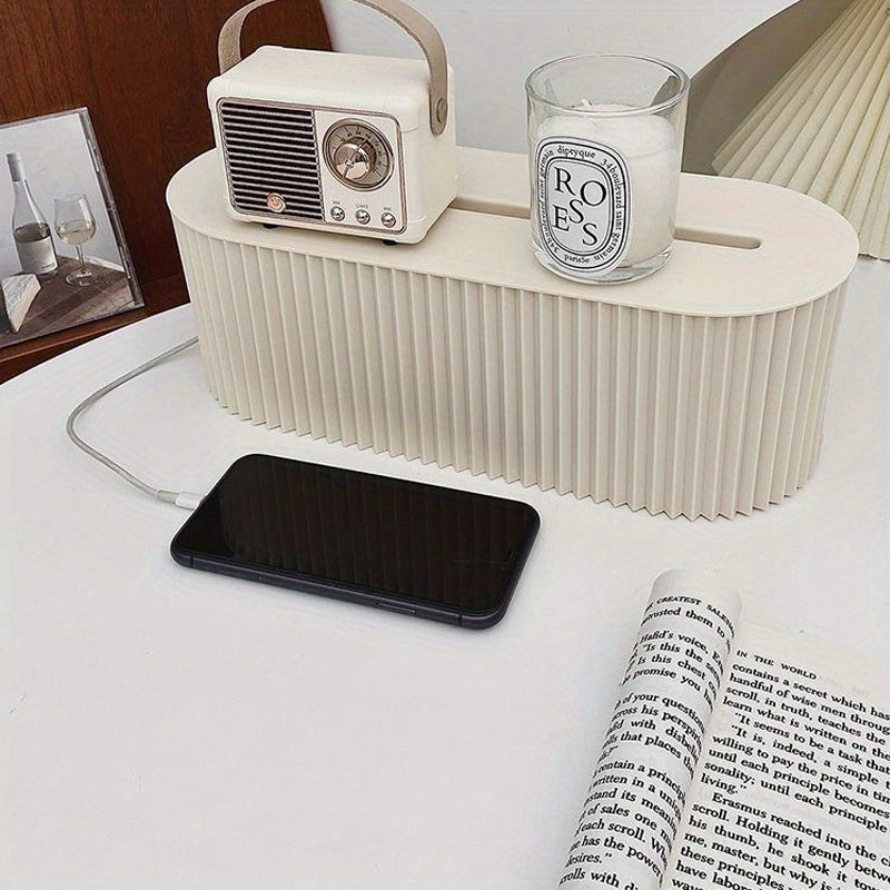 Cable Organizer With Lid For Office, Large Capacity Cable Organizer, Space Saving Desktop Outlet Cable Management Box For Home Office Living Room - Superb For Home Storage And Organization